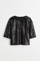 H & M - Sequined Top - Black