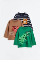 H & M - 3-pack Long-sleeved Jersey Shirts - Blue