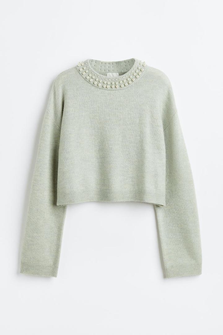 H & M - Beaded Sweater - Turquoise
