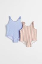 H & M - 2-pack Patterned Swimsuits - White