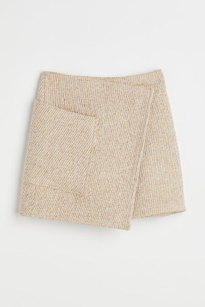 H & M - Silk-blend Wrapover Skirt - Beige