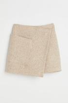 H & M - Silk-blend Wrapover Skirt - Beige