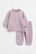 H & M - 2-piece Velour Set - Purple