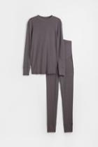 H & M - Mama 2-piece Ribbed Set - Gray