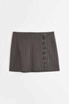 H & M - Lacing-detail Twill Skirt - Gray