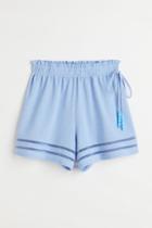 H & M - Embroidered-trim Shorts - Blue