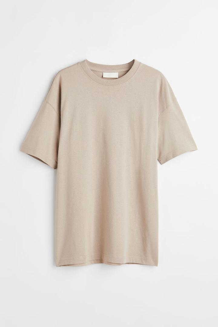 H & M - Oversized Fit Cotton T-shirt - Brown