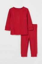 H & M - Ribbed Cotton Set - Red