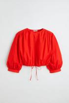 H & M - Short Cotton Blouse - Red