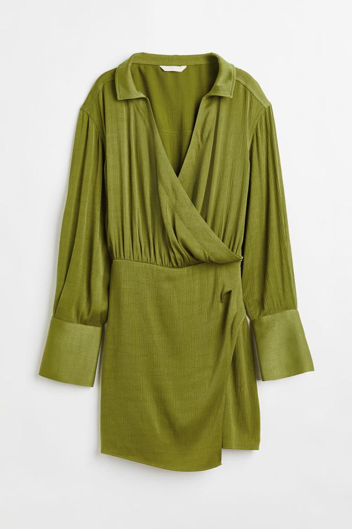 H & M - Short Wrapover Dress - Green