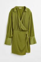 H & M - Short Wrapover Dress - Green
