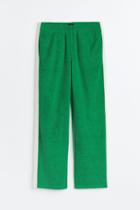 H & M - Relaxed Fit Terry Track Pants - Green