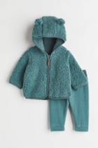 H & M - 2-piece Fleece Set - Turquoise