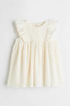 H & M - Flounce-trimmed Eyelet Embroidery Dress - White