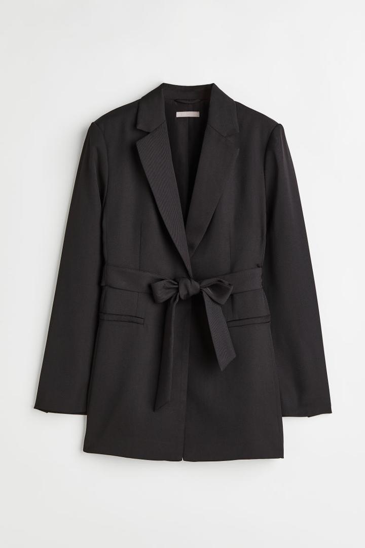 H & M - Tie-belt Jacket - Black