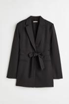 H & M - Tie-belt Jacket - Black