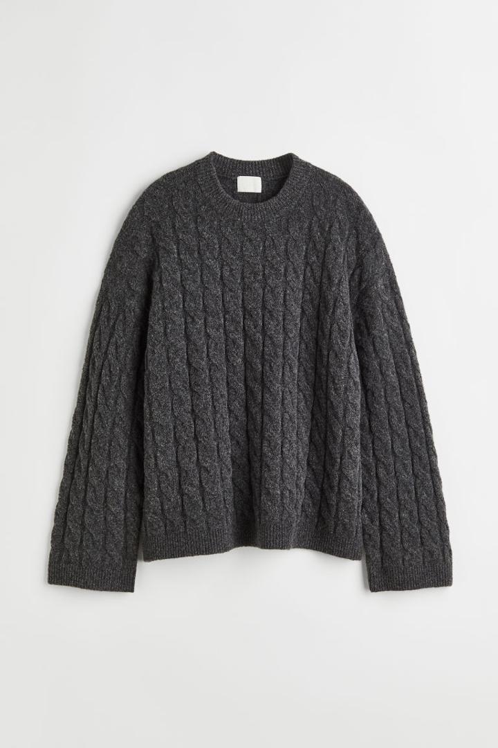H & M - Oversized Cable-knit Sweater - Gray