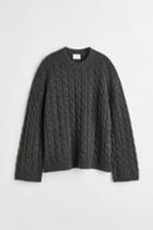 H & M - Oversized Cable-knit Sweater - Gray