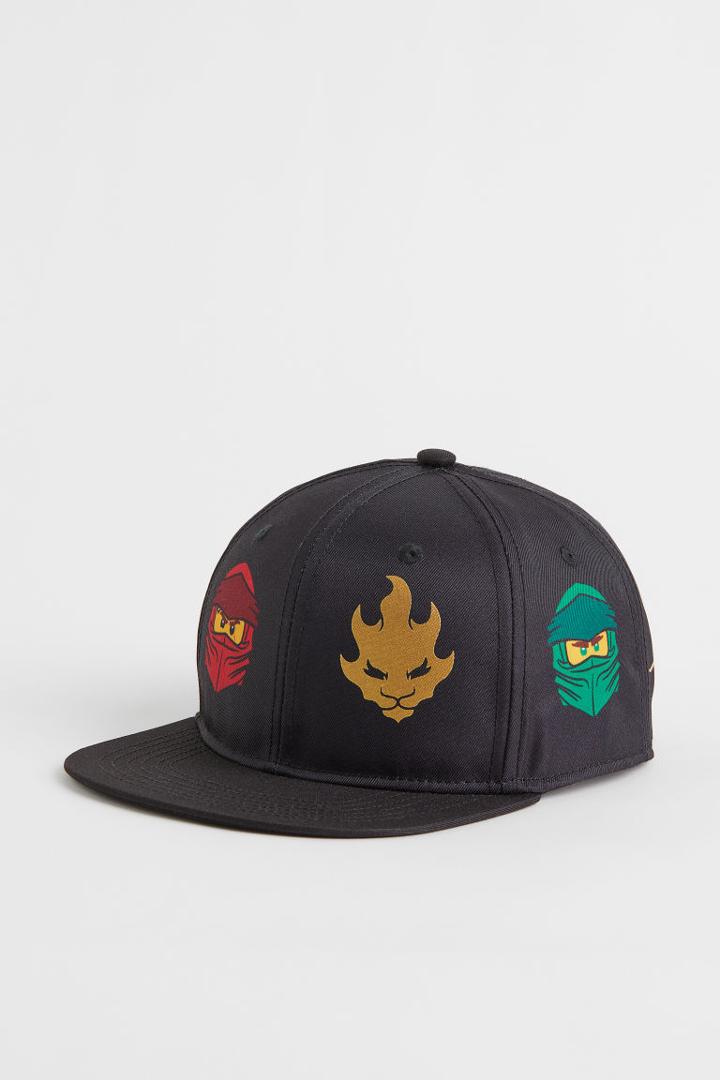 H & M - Patterned Twill Cap - Black