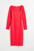 H & M - Square-necked Dress - Orange