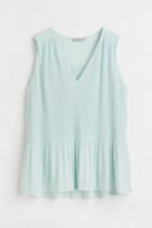 H & M - Pleated Chiffon Top - Turquoise