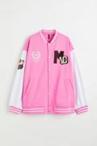 H & M - Oversized Baseball Jacket - Pink