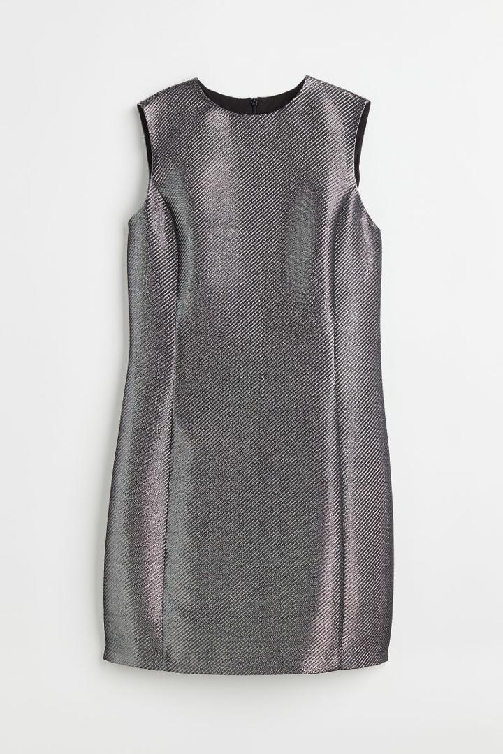 H & M - Fitted Sleeveless Dress - Gray