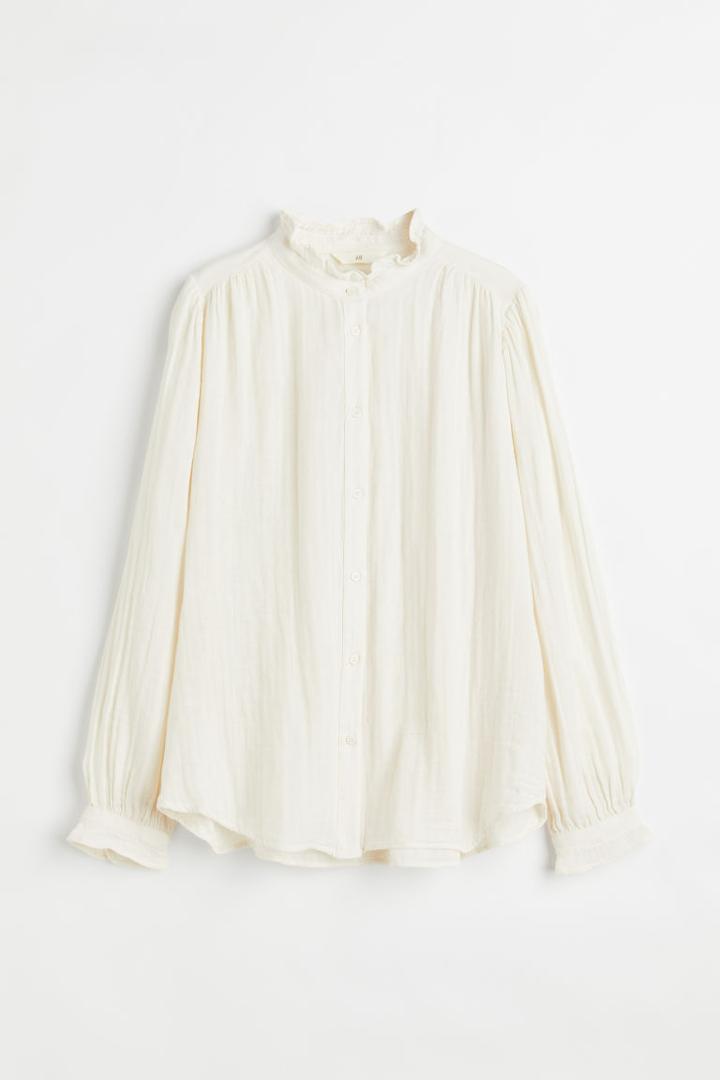 H & M - Cotton Muslin Blouse - White