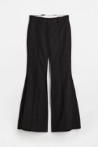 H & M - Flared Linen-blend Pants - Black