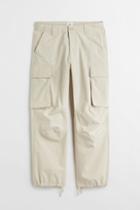 H & M - Relaxed Fit Cotton Cargo Pants - Beige