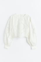 H & M - Eyelet Embroidered Blouse - White