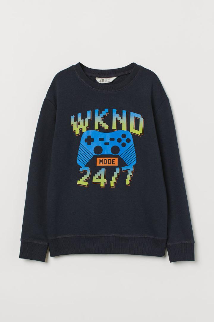 H & M - Printed Sweatshirt - Blue