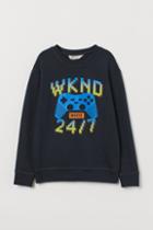 H & M - Printed Sweatshirt - Blue