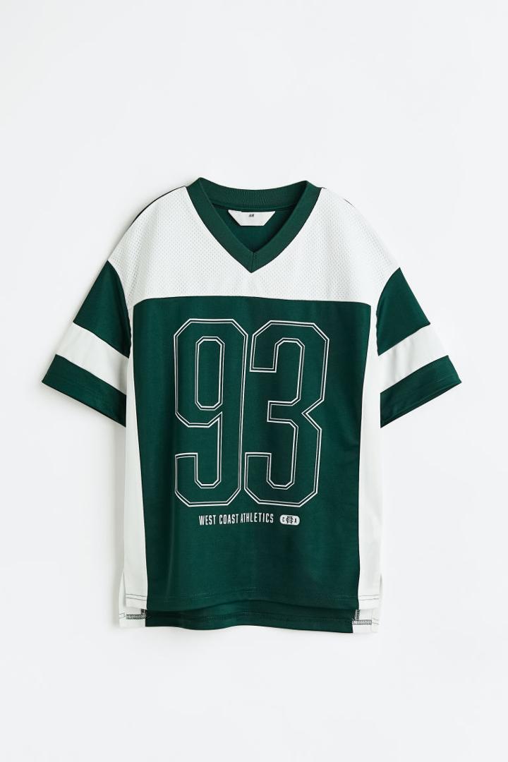 H & M - Oversized Mesh T-shirt - Green