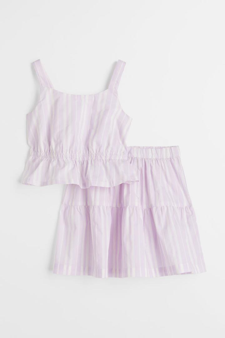 H & M - 2-piece Cotton Poplin Set - Purple