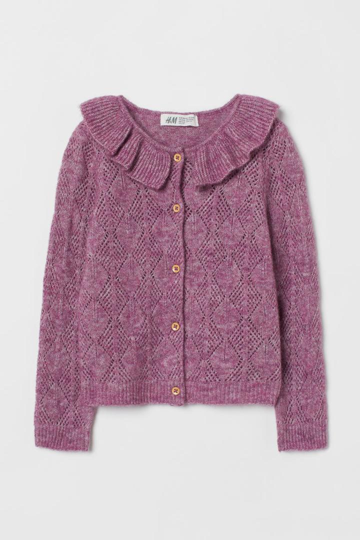 H & M - Collared Cardigan - Purple