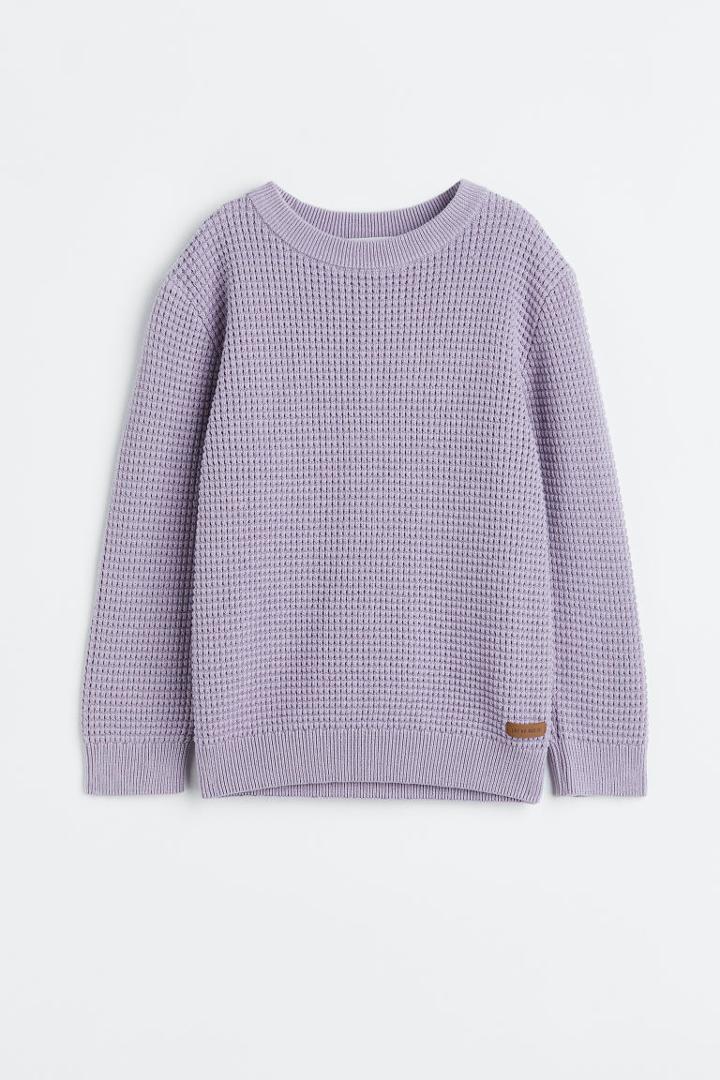 H & M - Waffle-knit Cotton Sweater - Purple