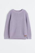 H & M - Waffle-knit Cotton Sweater - Purple