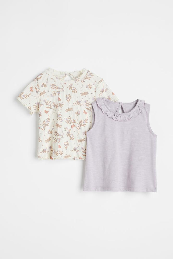 H & M - 2-pack Cotton Tops - Purple