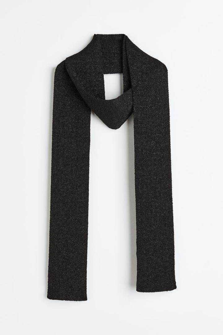 H & M - Glittery Knit Scarf - Black