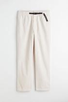 H & M - Relaxed Fit Belted Corduroy Pants - Beige