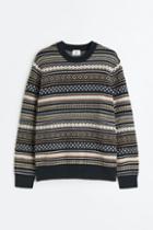 H & M - Regular Fit Jacquard-knit Sweater - Black
