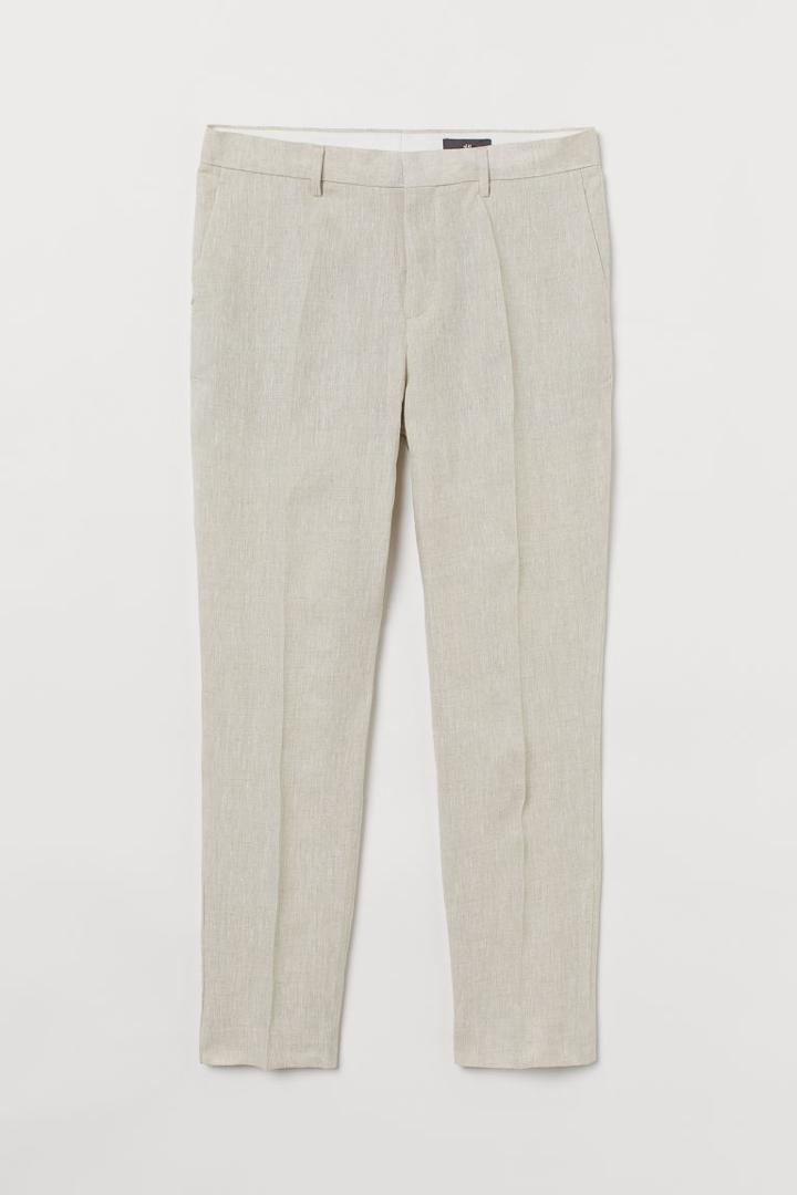 H & M - Slim Fit Linen Suit Pants - White