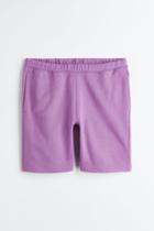 H & M - Relaxed Fit Cotton Jogger Shorts - Purple