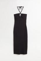 H & M - Ribbed Halterneck Dress - Black