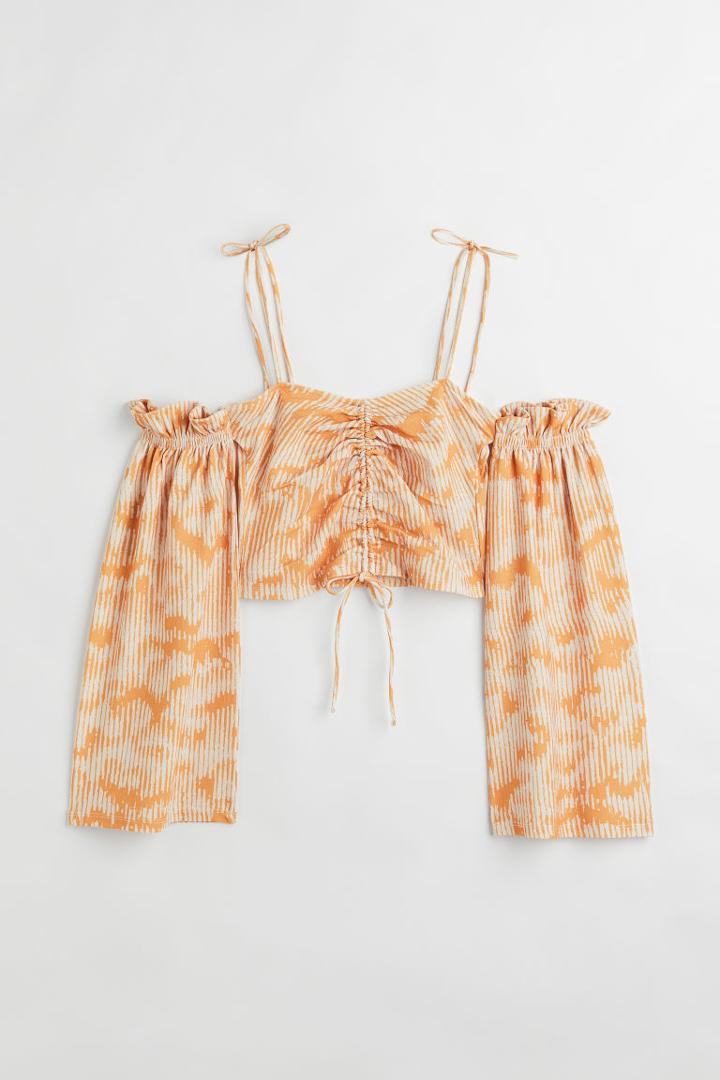 H & M - Off-the-shoulder Top - Orange