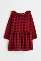 H & M - Patterned Ruffled Dress - Red