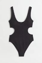 H & M - Padded-cup Cut-out Swimsuit - Black