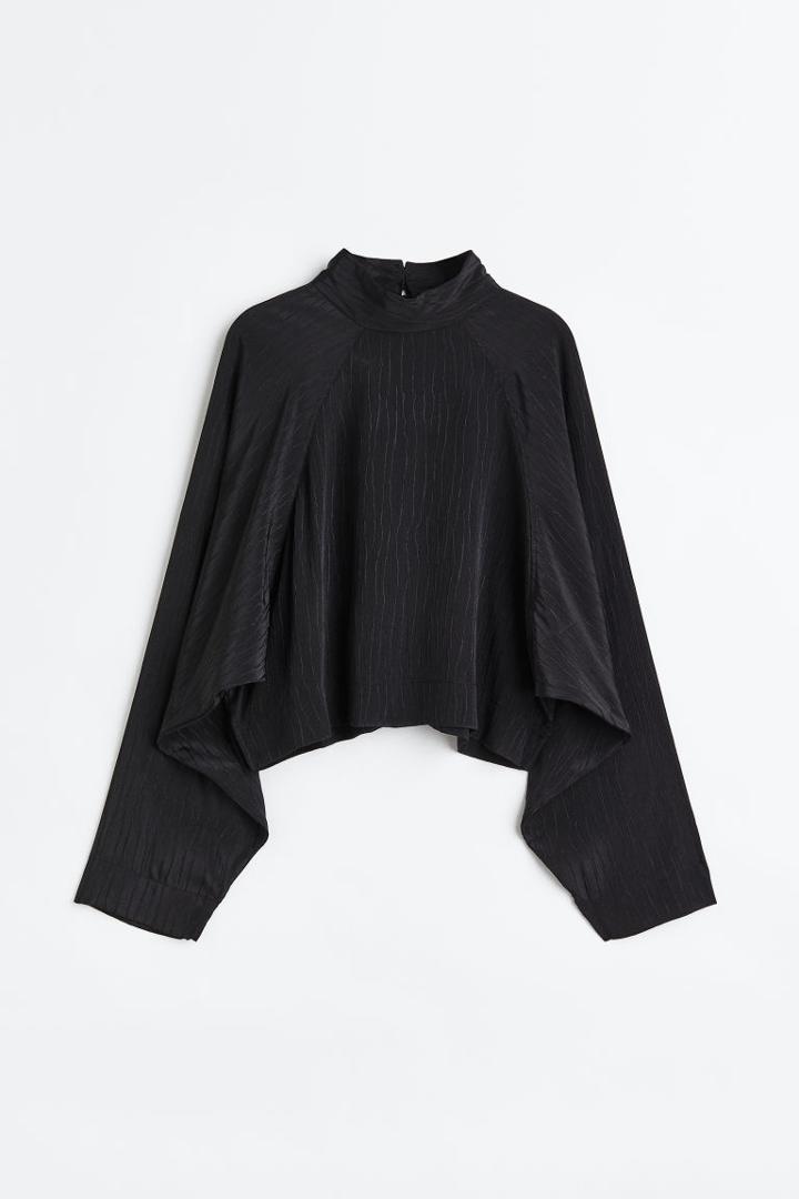 H & M - Batwing-sleeved Blouse - Black