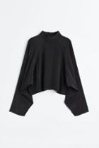 H & M - Batwing-sleeved Blouse - Black
